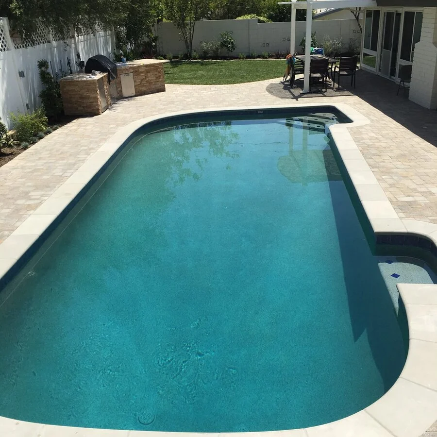 Classic Rectangle &mdash; A rectangular pool against a bluestone deck.