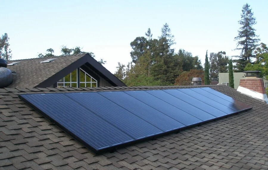 Solar, Dormer Roof &mdash; An array fitted around dormers and vents.